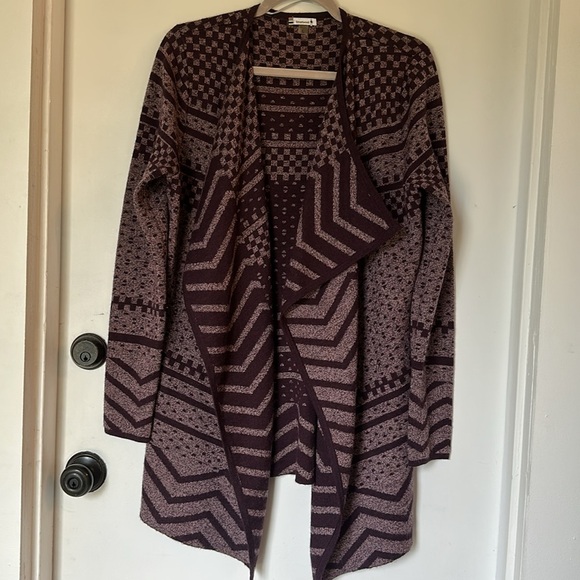 SmartWool Cardigan Sweater Avion Womens Draped Wrap Open Purple Ridge large - Picture 2 of 5